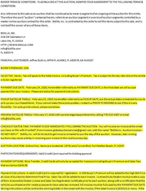 PLEASE READ - TERMS & CONDITIONS OF AUCTION