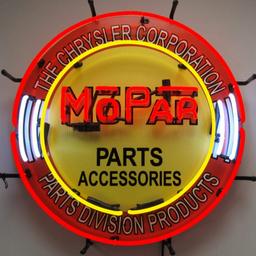 MOPAR NEON SIGN w/ BACKING--24"w x 24"h x 4"d