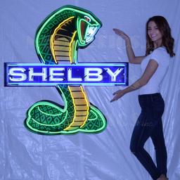 SHELBY COBRA NEON SIGN IN SHAPED STEEL CAN--43"w x 45"h x 6"d