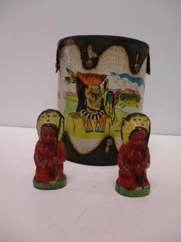 TOY DRUM AND SALT AND PEPPER SHAKERS