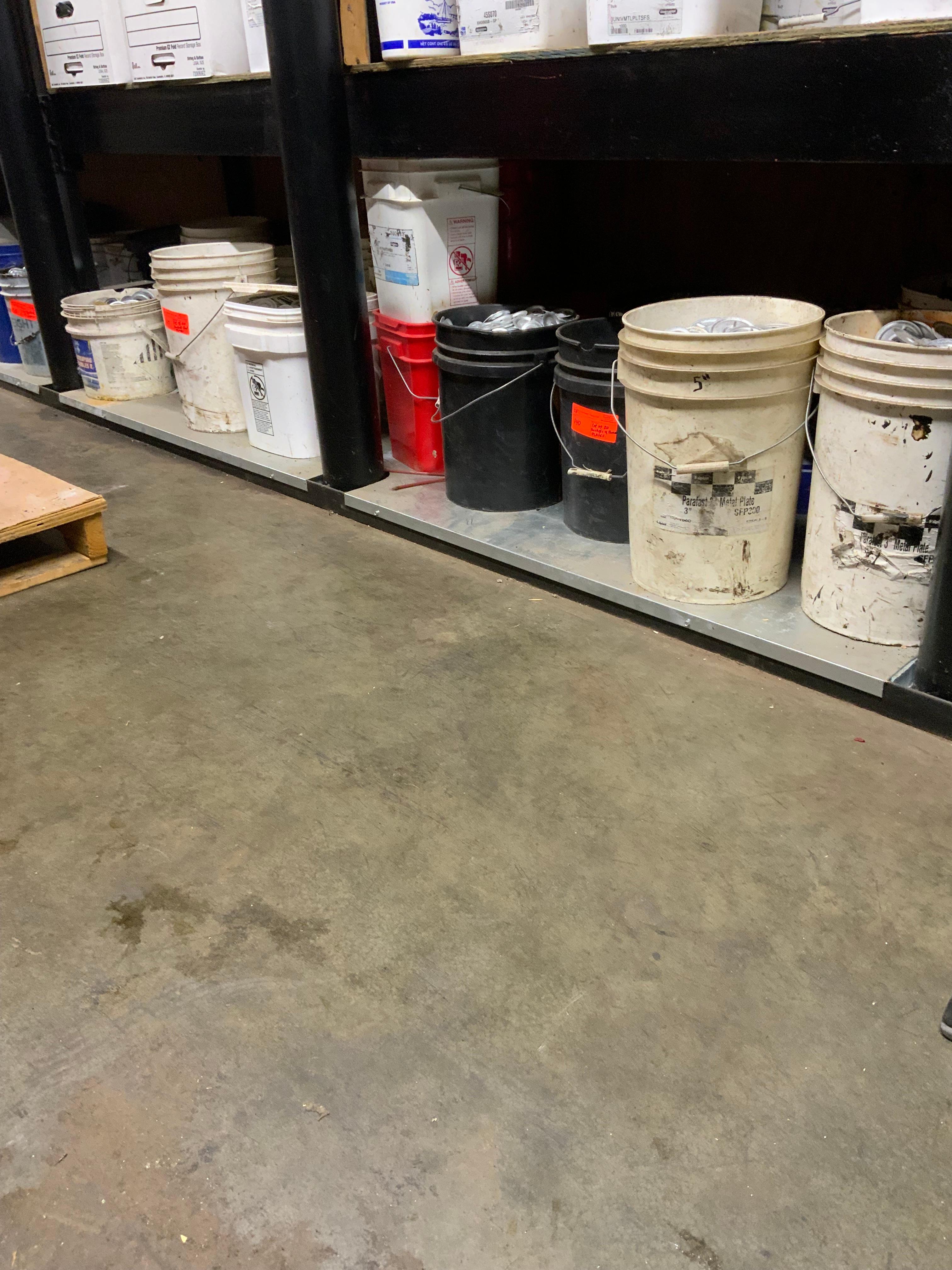 Lot of 20 Buckets of Roofing Fastener Hardware Bond Plates