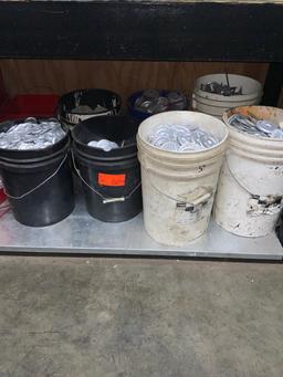 Lot of 20 Buckets of Roofing Fastener Hardware Bond Plates