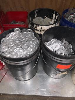 Lot of 20 Buckets of Roofing Fastener Hardware Bond Plates