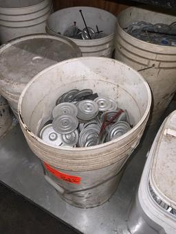 Lot of 20 Buckets of Roofing Fastener Hardware Bond Plates