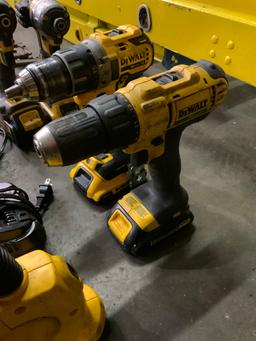 Lot of Dewalt DCD771 DCD791 DW919 Battery Operated Drills & Light w/ Charger