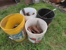 (4) Buckets of Backhoe Teeth & Pins