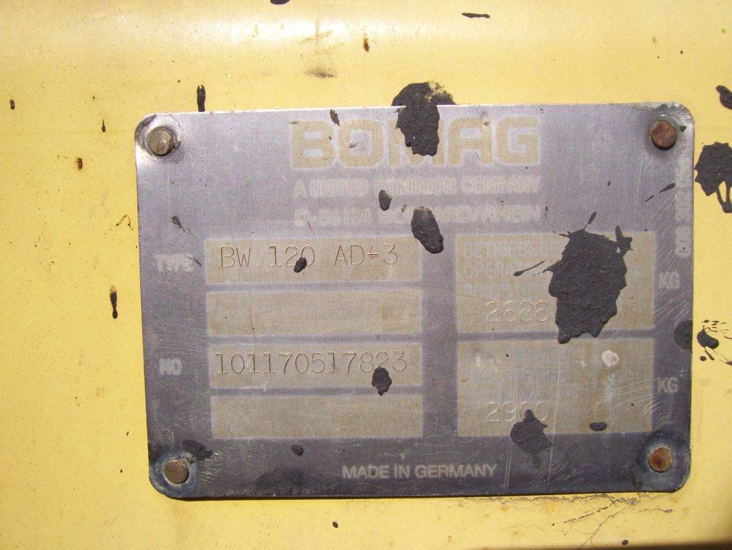 2002 Bomag BW120AD-3 Vibratory Tandem Roller,