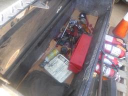 Pallet of Fire Extinguishers, Wheel Chocks,
