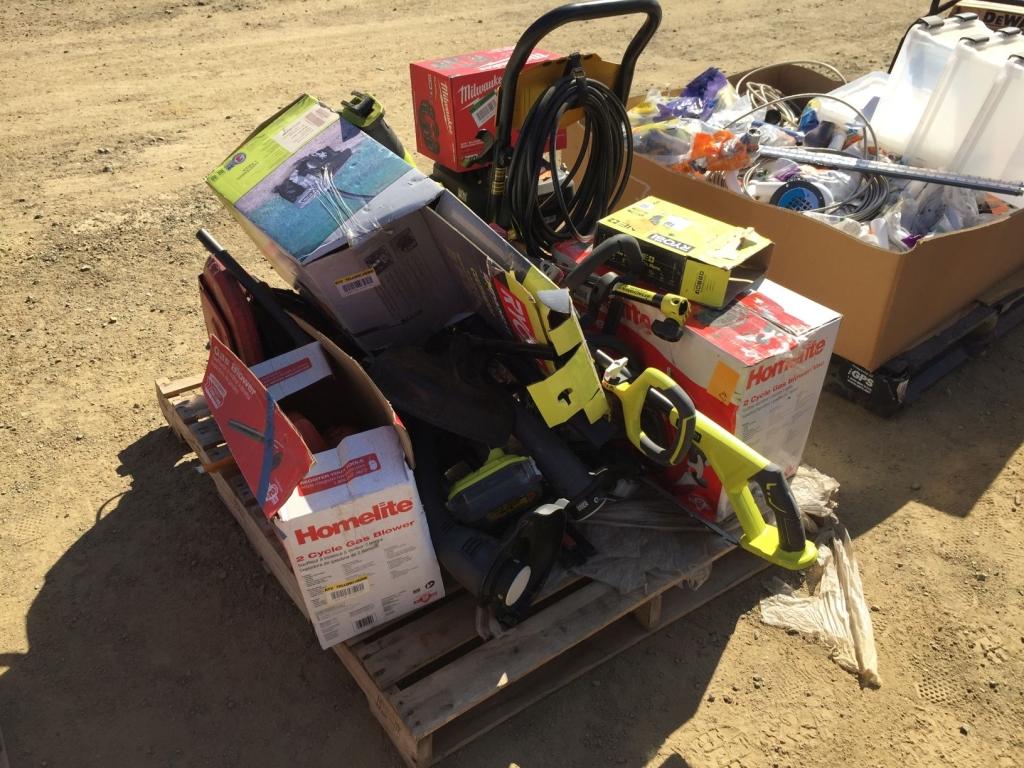 Pallet of Misc Power Tools Including Weed Wackers,