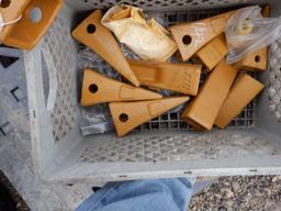 (2) Plastic Crates of Misc Bucket Teeth.
