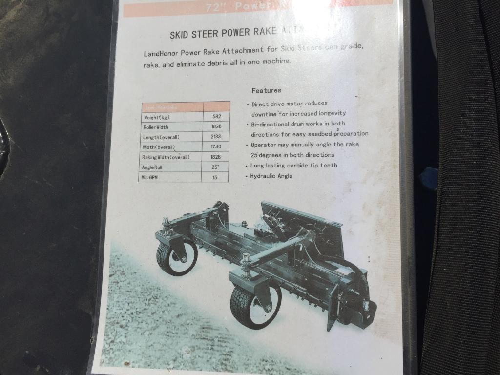 Unused 2022 Landhonor 72" Power Rake Attachment,