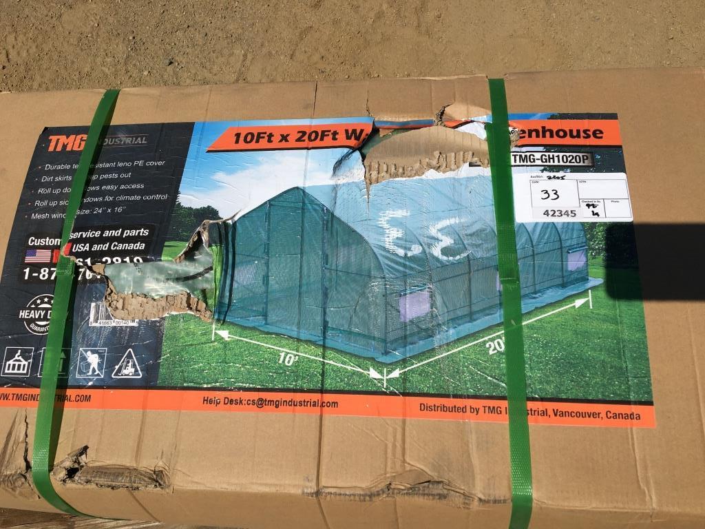 Unused TMG 10' x 20' Peak Greenhouse.