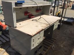 3' x 6' Metal Shop Desk w/Electrical Outlets.