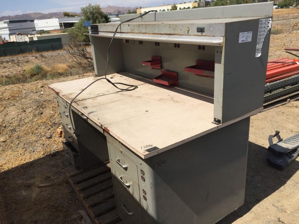 3' x 6' Metal Shop Desk w/Electrical Outlets.