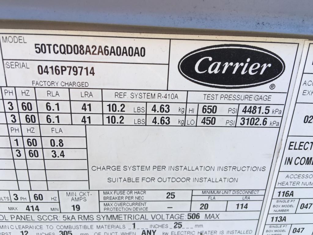 Carrier 50TCQD08A2A6A0A0A0 AC Unit,