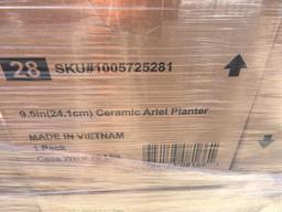 Pallet of 9.5in Ceramic Ariel Planters.
