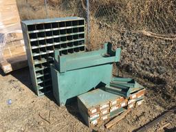 (3) Metal Small Hardware Storage Shelving Units.