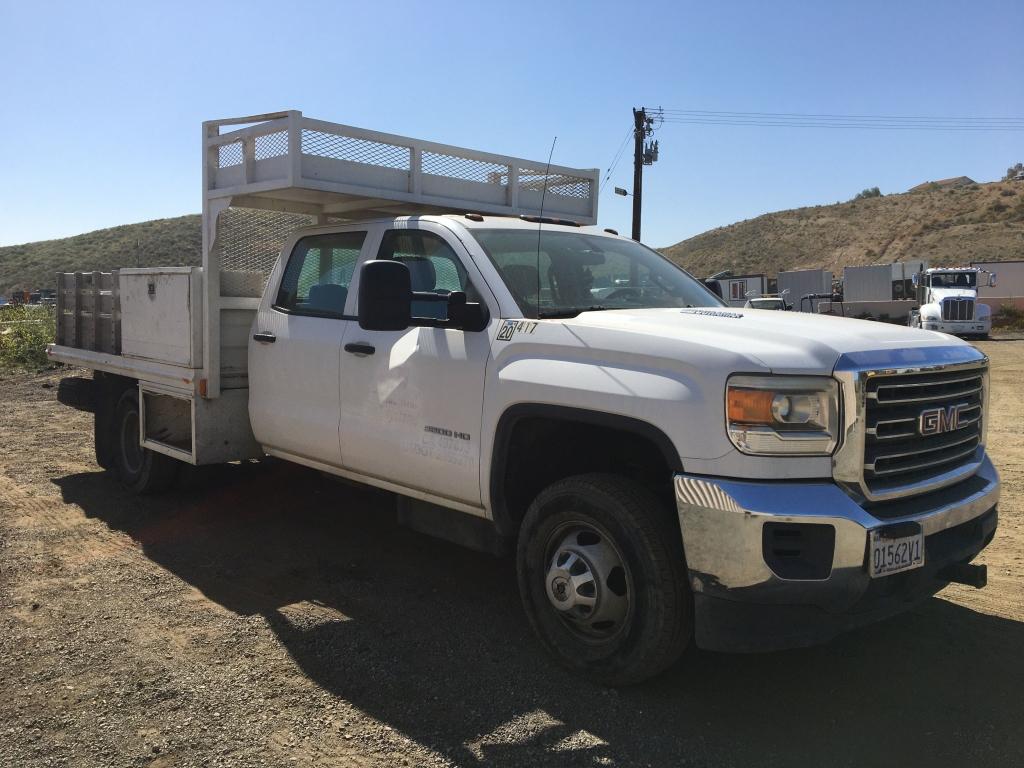 2015 GMC 3500 Sierra Crew Cab Flatbed Truck,