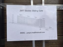 Unused 26ft Electric Sliding Gate w/Faux Wood