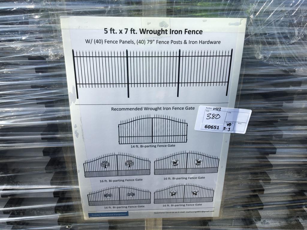 (40) 7ft x 5ft Wrought Iron Site Fence.