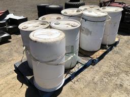 (8) 32-Gallon Plastic Barrels.