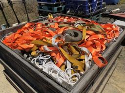 Crate of Misc Straps, Tie Downs & Ropes.