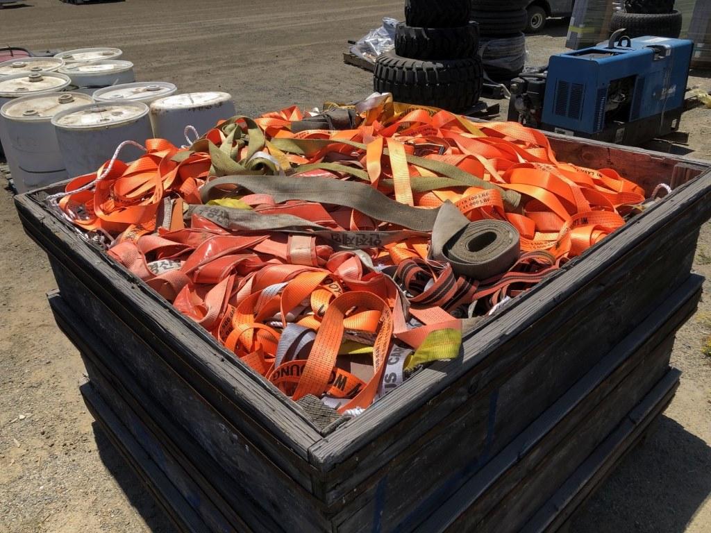 Crate of Misc Straps, Tie Downs & Ropes.