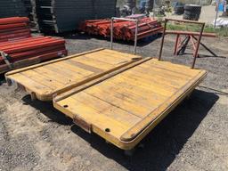 (2) 43in x 82in Wooden Material Flatbed Carts.