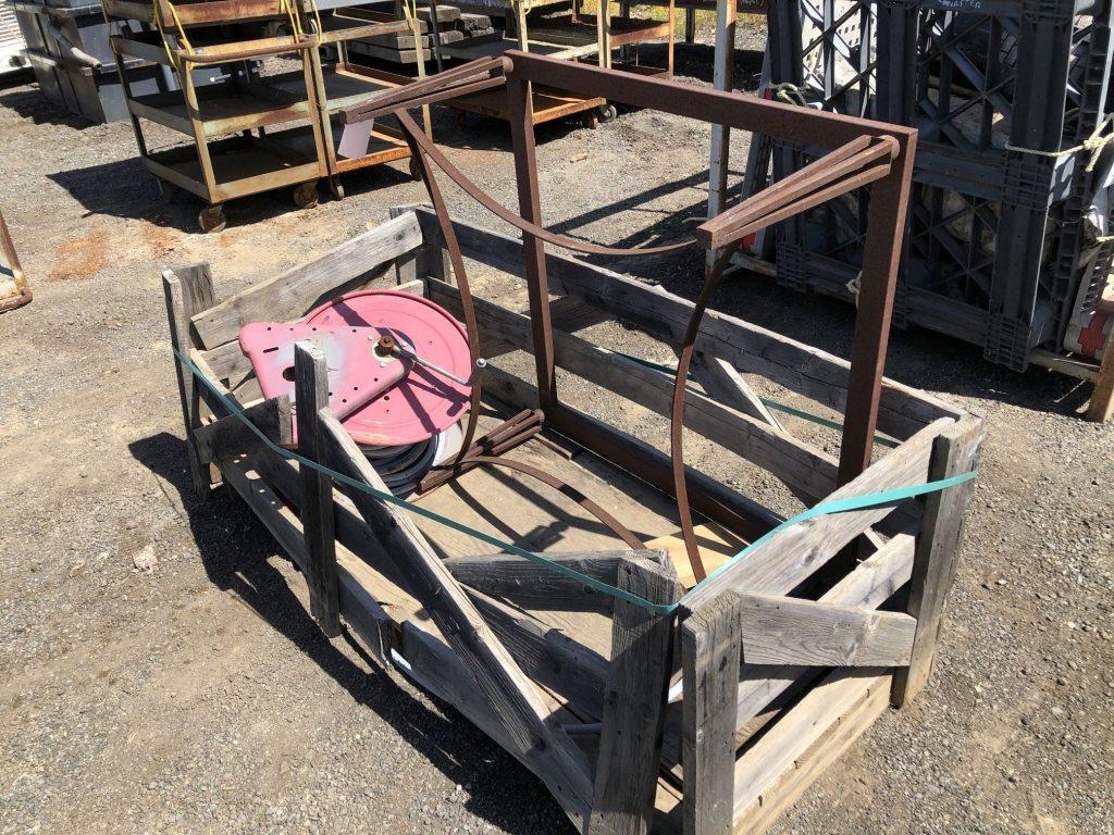 Crate of Misc Items, Including Metal Table,