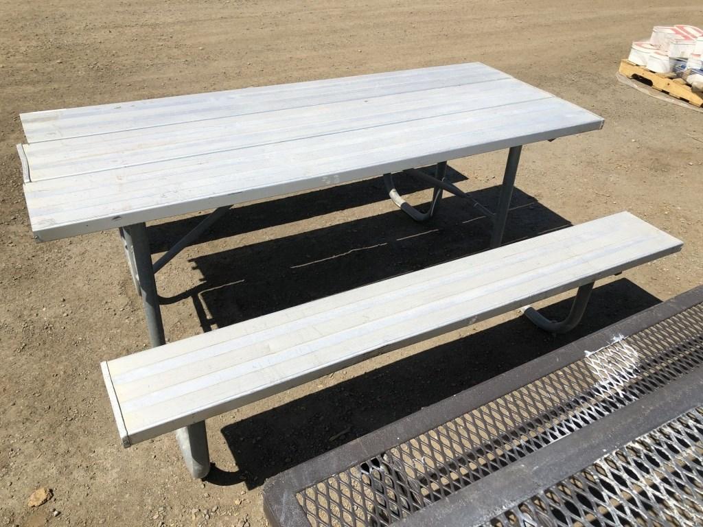 Aluminum Picnic Table w/Attached Benches.