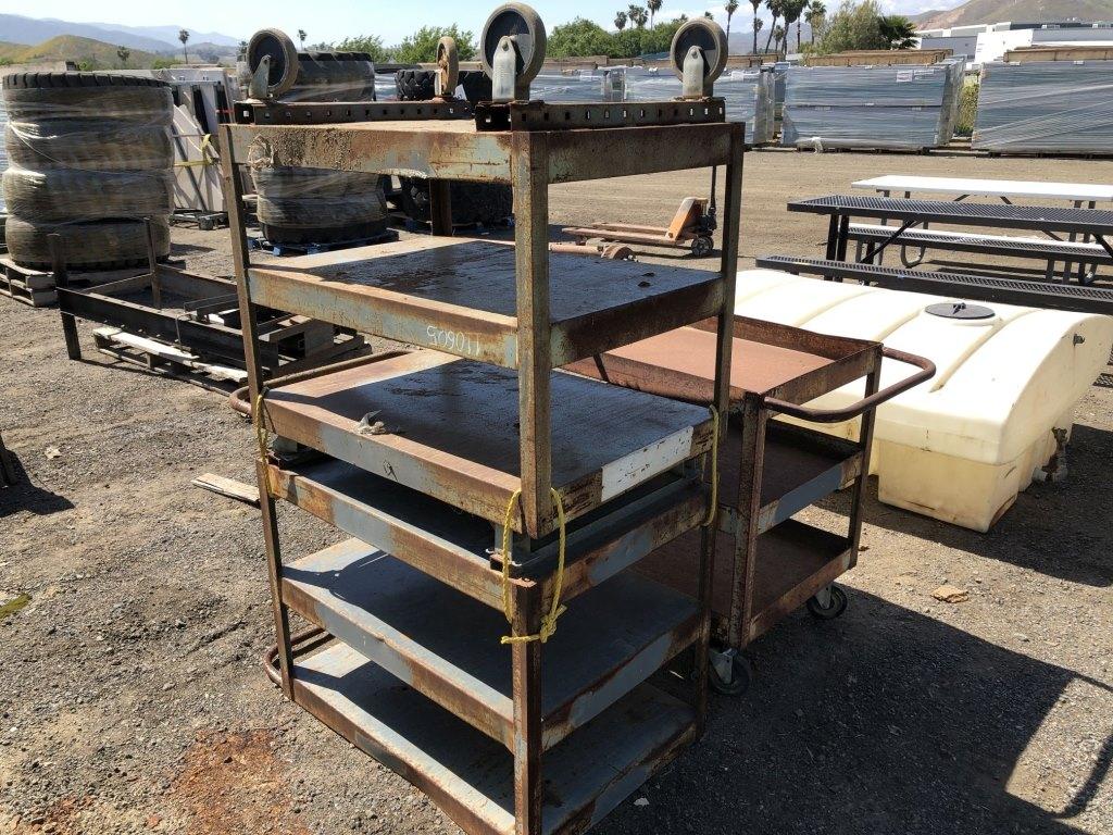 (3) 3-Tier Metal Shop Carts.