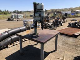 Drill Press Mounted on 48in x 48in x 34in Metal