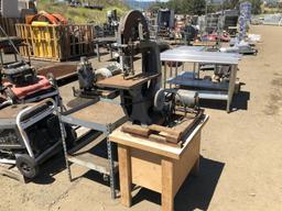 Bandsaw Mounted on Metal Table,