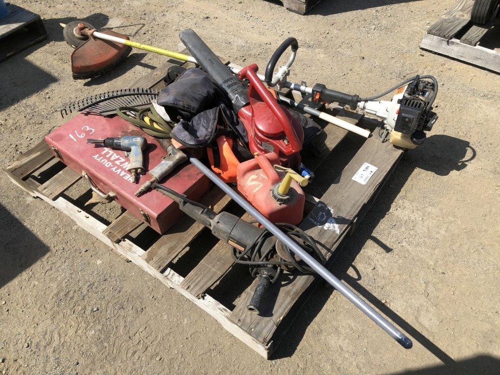 Pallet of Misc Tools, Including Leaf Blower,