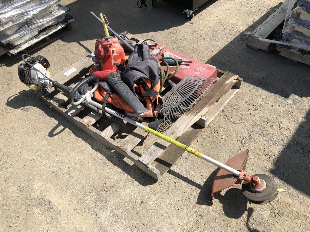 Pallet of Misc Tools, Including Leaf Blower,