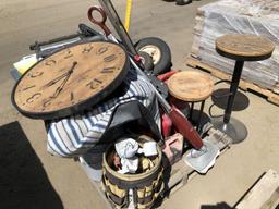 Pallet of Misc Households Items, Including Clock,
