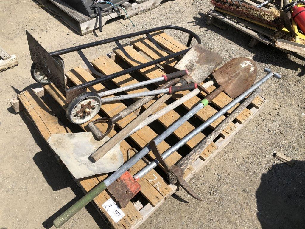 Pallet of Misc Garden Hand Tools, Including Pick,