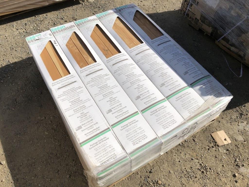 Pallet of Cedar Essentials Cedar Plank Flooring.