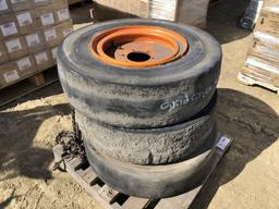 (3) 7.5-15 C1 Solid Skid Steer Tires & Rims.