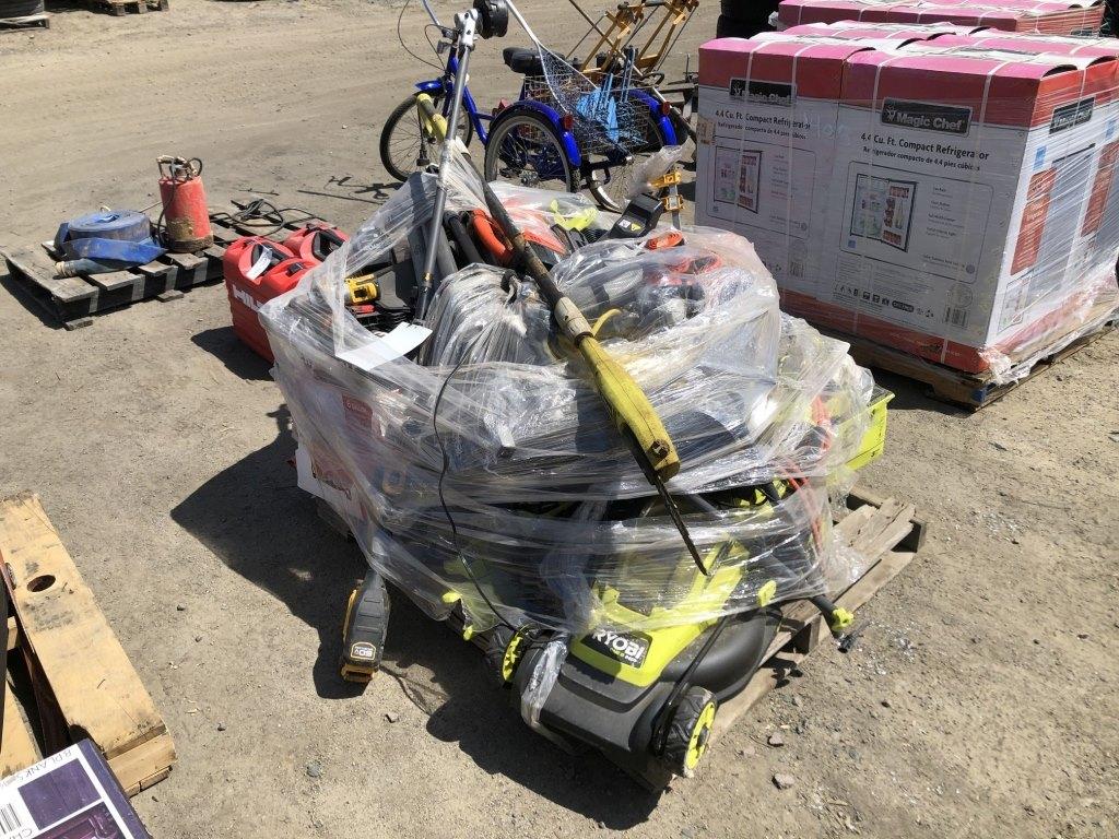 Pallet of Misc Tools, Including String Trimmers,