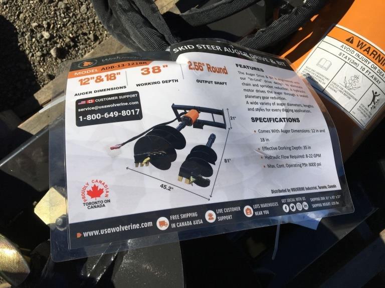 Unused 2024 Wolverine ADB-13-1218R Hydraulic Auger