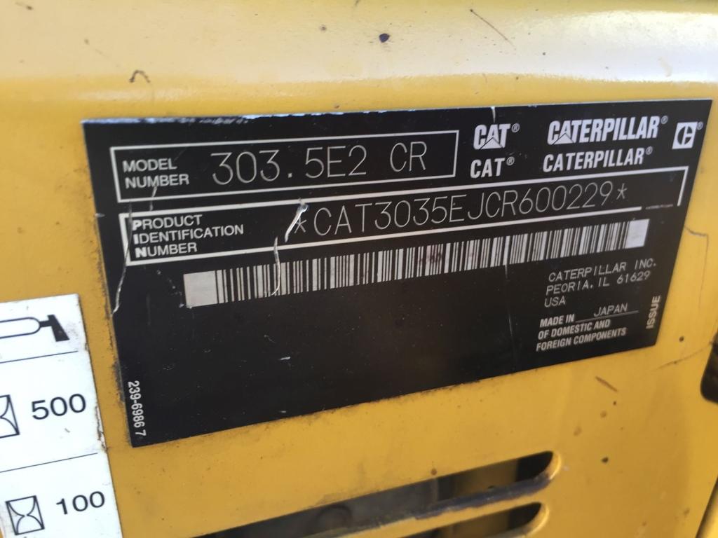 2019 Caterpillar 303.5E2 CR Mini Excavator,