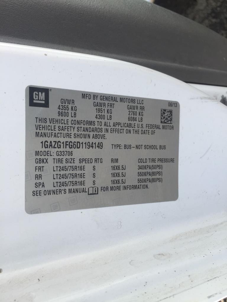 2013 Chevrolet 3500LT Extended Passenger Van,
