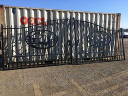 Unused 20ft Bi-Parting Iron Gate w/Deer Motif.