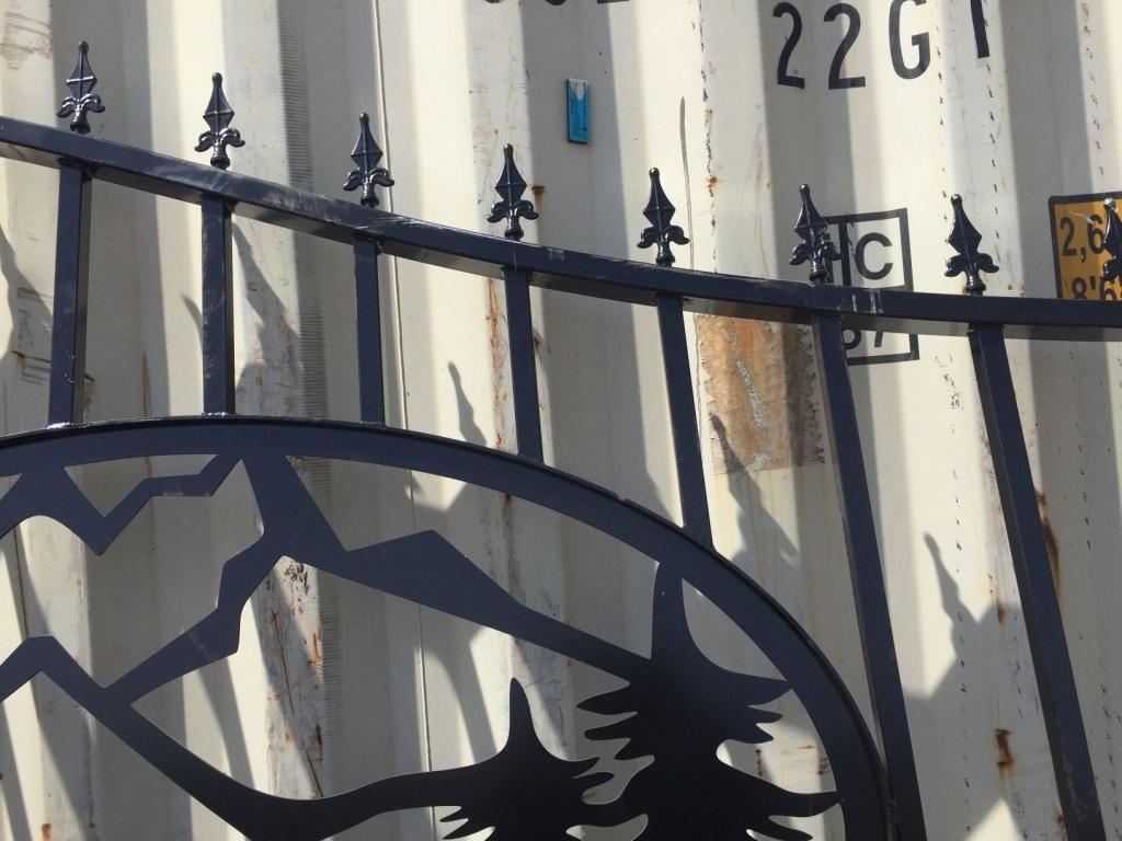 Unused 20ft Bi-Parting Iron Gate w/Deer Motif.