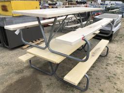 (2) 8ft Picnic Tables w/Attached Benches.