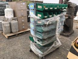 Cart of Plastic Storage Bins w/Misc Small Parts,