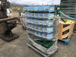Cart of Plastic Storage Bins w/Misc Small Parts,