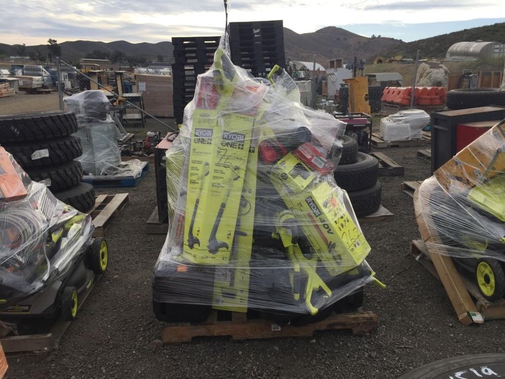 Pallet of Misc Power Tools, Including Leaf Blower,