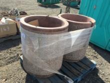 (2) Decorative Concrete Trash Cans.